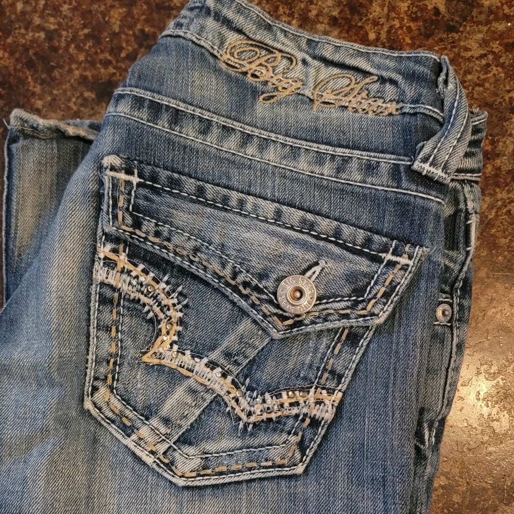 Big Star jeans Sweet Ultra-Low rise 25 long  *Broken Zipper 99% cotton